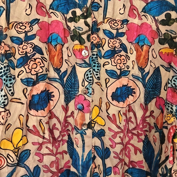 Natural Life Nwot Long Sleeve Button Up Floral Sea Shirt Dress Small Womens - Picture 8 of 14